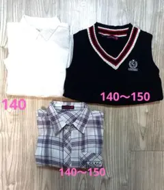 長袖トップスセット　ベスト、シャツワンピ、白シャツ
