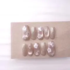 現品　ネイルチップ　フラッシュ　マグネット　ニュアンス　フラワー