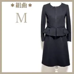 ＊組曲＊ノーカラーペプラムジャケット 礼服 喪服 セットアップ スカートスーツ
