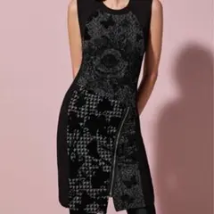 【極美品】Desigual デシグアル ワンピース 44 異素材 ブラック
