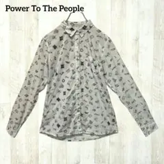 Power To The People 長袖シャツ M 白 ホワイト 総柄 綿混のサムネイル
