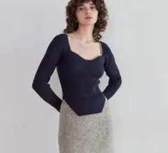 SeaRoomlynn バイカラー ラウンドヘム KNITトップス ネイビーのサムネイル