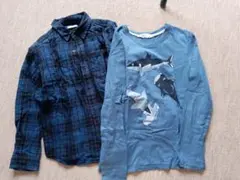 H&M シャークプリントGUネルシャツ 長袖2枚セット