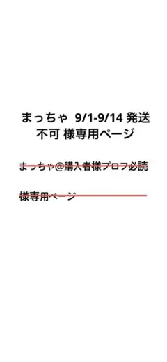 まっちゃ 9/1-9/14 発送不可 様専用ページ
