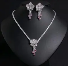 花モチーフ ネックレス イヤリングセット