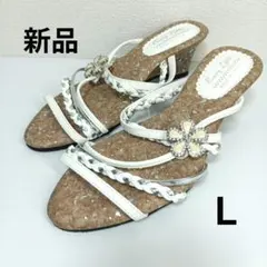 新品未使用 ミュールサンダル ウェッジソール 白のサムネイル