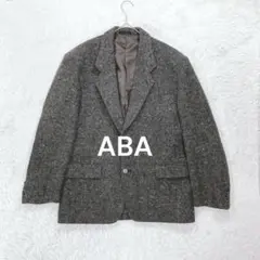 ABA◇ヘリンボーンツイードテーラードジャケット M ブラウン 生地厚手 重厚感