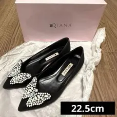 DIANA ダイアナ フラットシューズ パンプス 22.5cm ブラック 蝶 黒のサムネイル