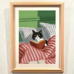 読書する猫のアート
