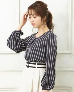 【美品】INGNI ストライプ カットソー ネイビー M