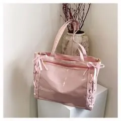 値下げ　推し活 トートバッグ 痛　バッグ 大容量 リボン 地雷 ピンク