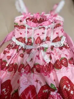 いちご柄ロリータ　ジャンパースカート
