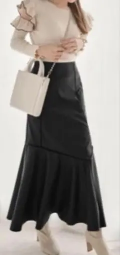 GRL レザー ロングスカート Lサイズ ブラック