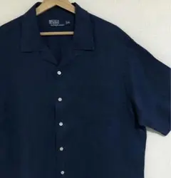 希少 ネイビー 90s ポロ ラルフローレン 開襟 オープンカラー 半袖 シャツ