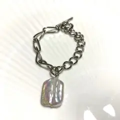 バロックパール チェーンブレスレット シルバーカラー