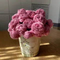 ブーケブランケット日本製毛糸使用　アンティークローズ36個76cm（花部分含）