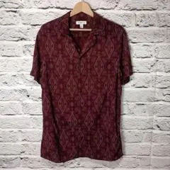 美品・ヴィンテージ■THE RAIL 半袖BDシャツ　総柄　ペイズリー　レッド系