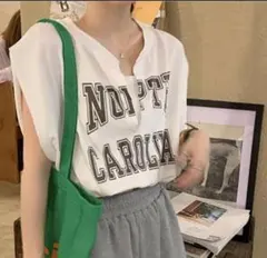 【新品未使用】レディース 白 Tシャツ ノースリーブ Lサイズ トップス