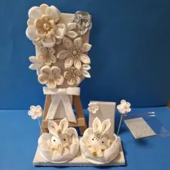 ダン＆ロン様専用ページ　つまみ細工　羽子板白と薄ベージュ