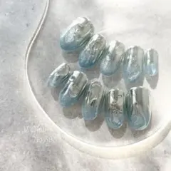 ネイルチップ チップ マグネット 青 ちゅるん シンプル ジェルネイル セルフ