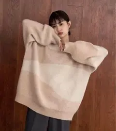 amiur high neck chewy knit ベージュ Amiur☆high neck chewy knit☆フリーサイズ☆ブラウン - メルカリ