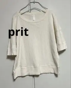 prit アイボリー 五分袖 カットソー　サイズO
