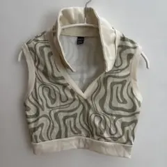 SHEIN 波状模様 ハイネックニットベスト L