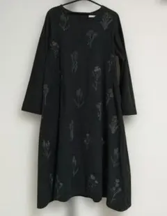 クラウドナイン ワンピース フランネル 黒 刺繍