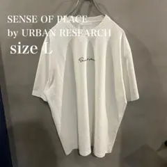 【センスオブプレイス】筆記体ロゴ刺繍 オーバーサイズ半袖Tシャツ 白 Lのサムネイル