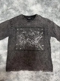 m*x様 GRANCY スクリブル グラフィック ピグメント グレー 半袖 Tシ