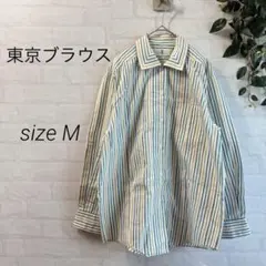 【TB-SPORTS】東京ブラウス ストライプ 長袖シャツ (M) マルチカラー