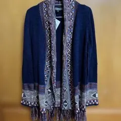 新品タグ付きALMOST FAMOUS ネイビー エスニック柄 カーディガン S