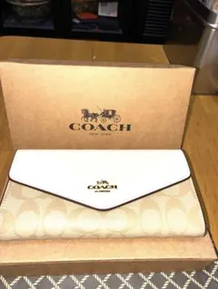 COACH シグネチャー 折り長財布 ベージュ ホワイト CX160 - メルカリ