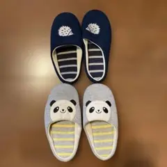 ニトリ　キッズスリッパ 2足セット パンダとハリネズミ