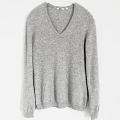 ユニクロ カシミヤ100% セーター Ｖネック グレー L