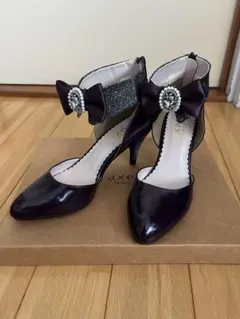 axes femme リボン付き紫色パンプス　アクシーズファム