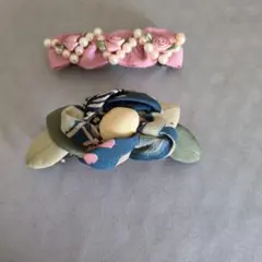 バレッタセット パールと花柄