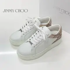 未使用 ジミーチュウ ROME/F レザー グリッター ローカット スニーカー