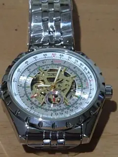 機械式自動巻き（手巻き兼用）パイロットウォッチフルスケルトンシルバー