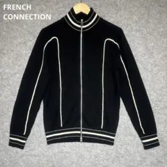 FRENCH CONNECTION ジップアップ 黒ニットライン入りジャケット