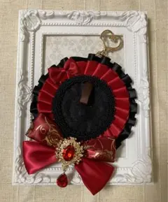 【ハンドメイド】ロゼット　痛ロゼット　赤×黒　シンプル①