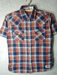 9694　ディッキーズ　半袖　チェック　ウエスタン　デザイン　シャツ
