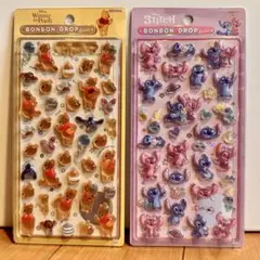 【匿名配送】プーさん・スティッチ＆エンジェル ボンボンドロップ2枚 ▶︎▶︎即日発送