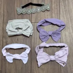 ベビー ヘアバンド 5点セット petit main ピンク パープル ベージュ