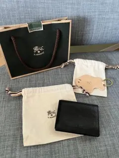 おまけ付き　訳あり　イルビゾンテ イタリア限定デザイン　二つ折り財布　ブラック