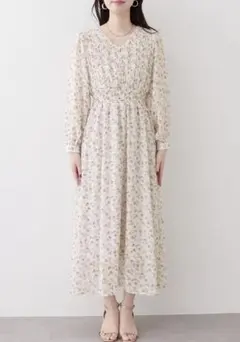 ナチュラルクチュール ピンタック プリーツ お上品ワンピース 今期新作