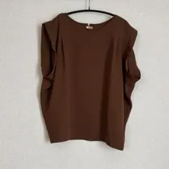 サイズ38 半袖 ブラウス ブラウン ゴールド金具のサムネイル