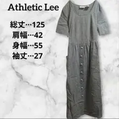 良品✨Athletic Lee チェック柄 半袖 ロングワンピース ブラウン系