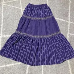 最終お値下げ★SUGAR SPOON紫 フレアスカート ロング丈 刺繍入り