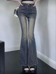 ダークグレー ブーツカットデニム